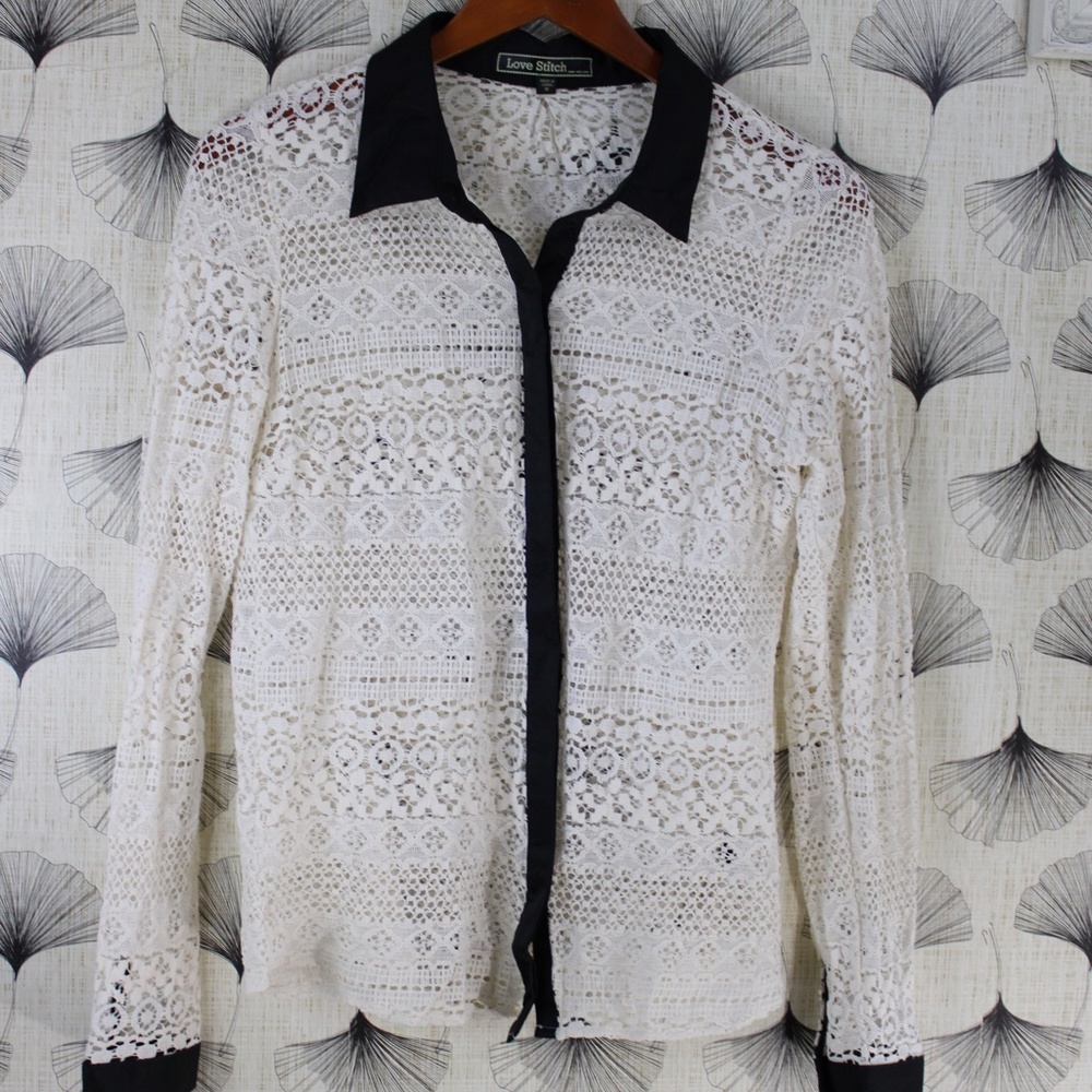 Love Stitch Sheer Lace Blouse